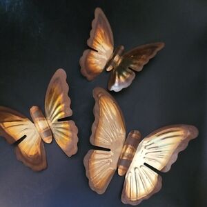 Home Interior Brass Butterflie Set/3